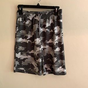 Boys athletic shorts black camo